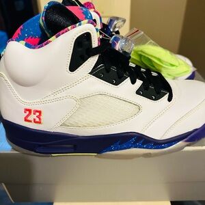 Jordan White and Purple Athletic Shoes